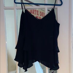 Black Ruffled Tank Top